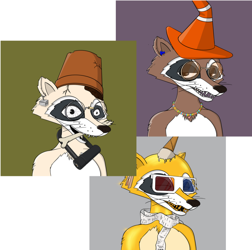 Three Trash Pandas